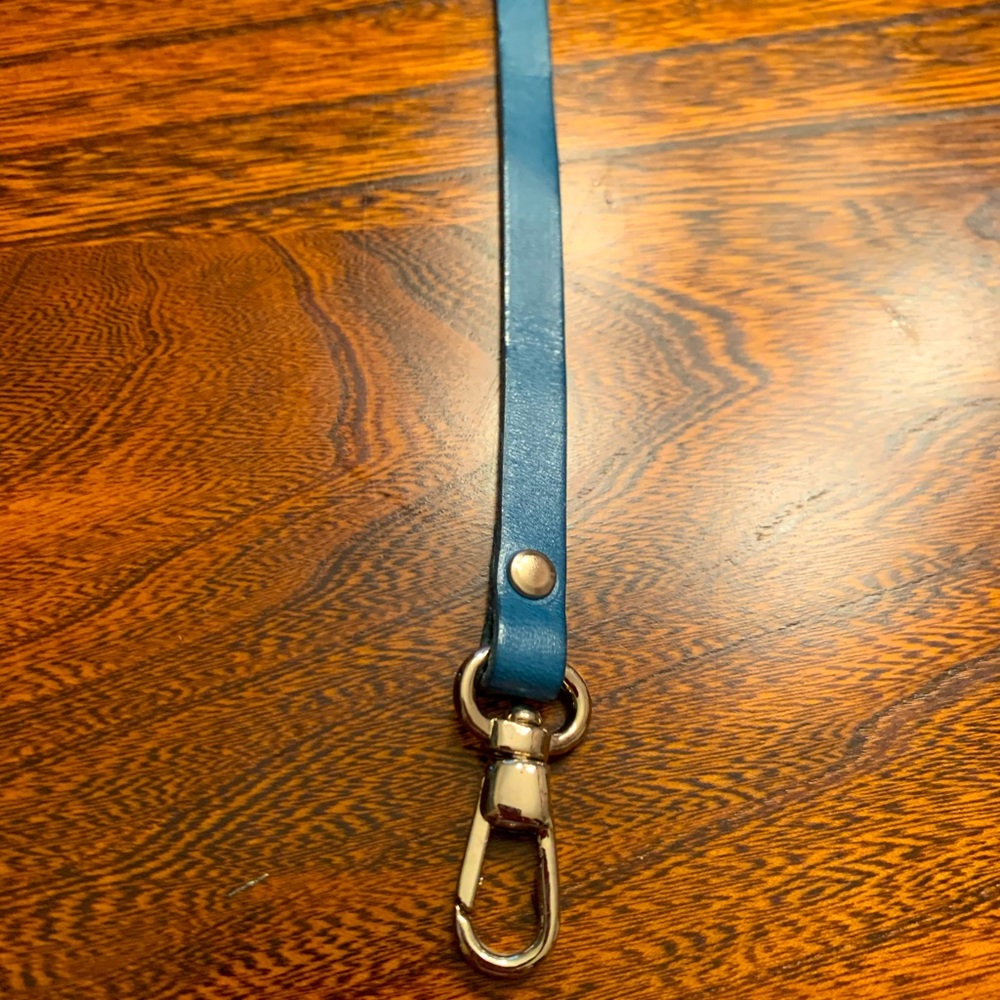 Turquoise blue leather shoulder strap